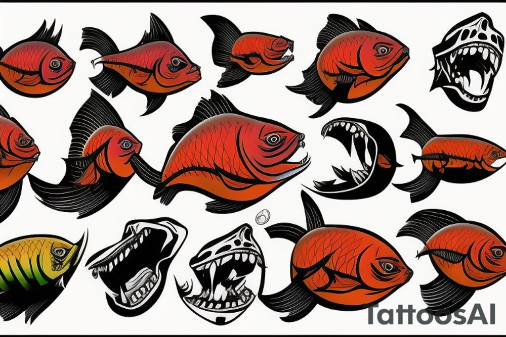 evil piranha logo tattoo idea