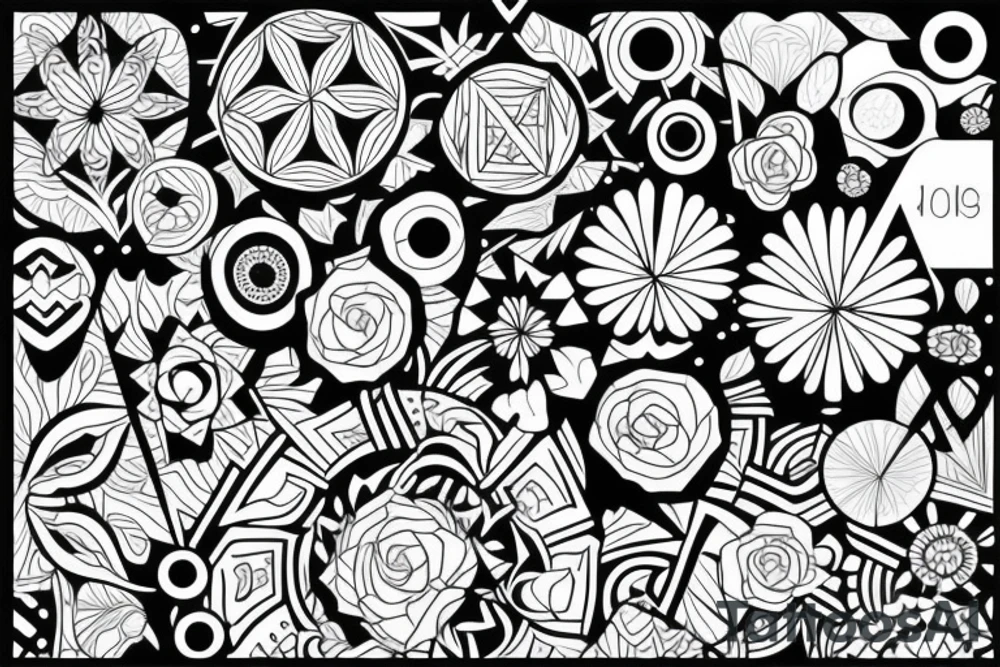 Geometric flowers tattoo idea