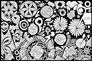Geometric flowers tattoo idea