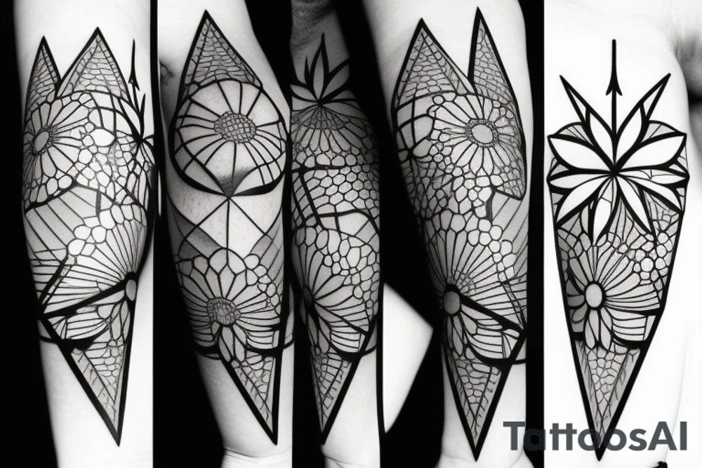 Geometric flowers tattoo idea