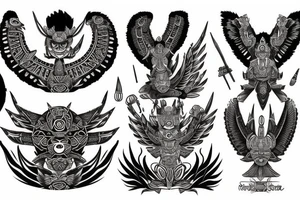Aztec, tribal, black and white, Quetzalcoatl, stone like, high definition, feathers tattoo idea