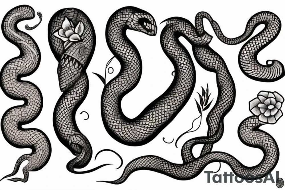 Snake flowers tattoo idea