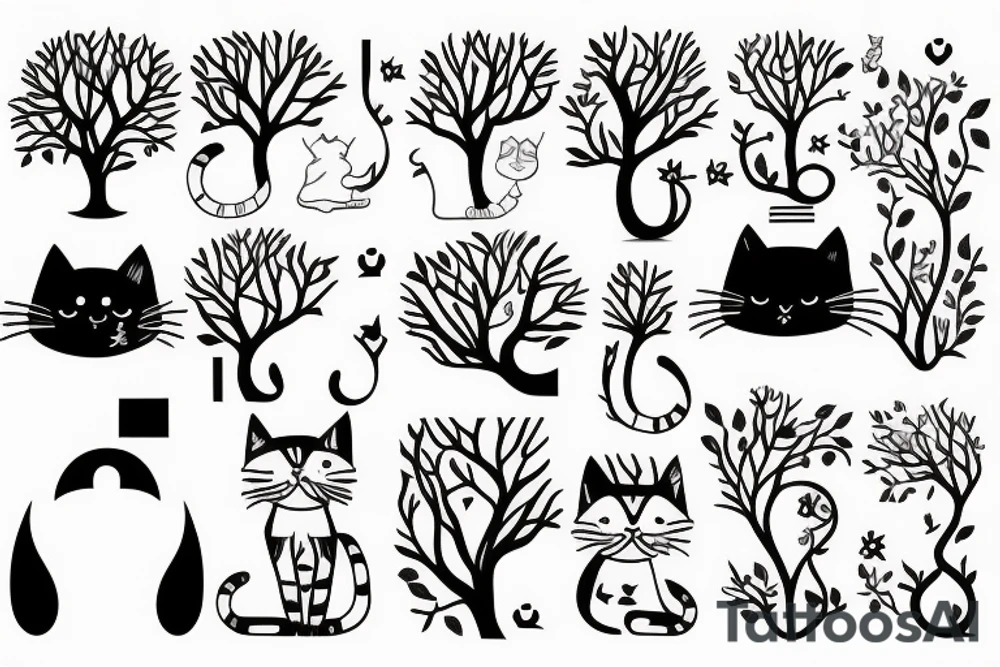 Cat with a tree tattoo idea