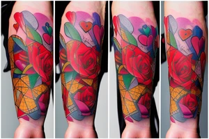Colorful valentines theme tattoos including hug day,teddy day,propose day,etc tattoo idea
