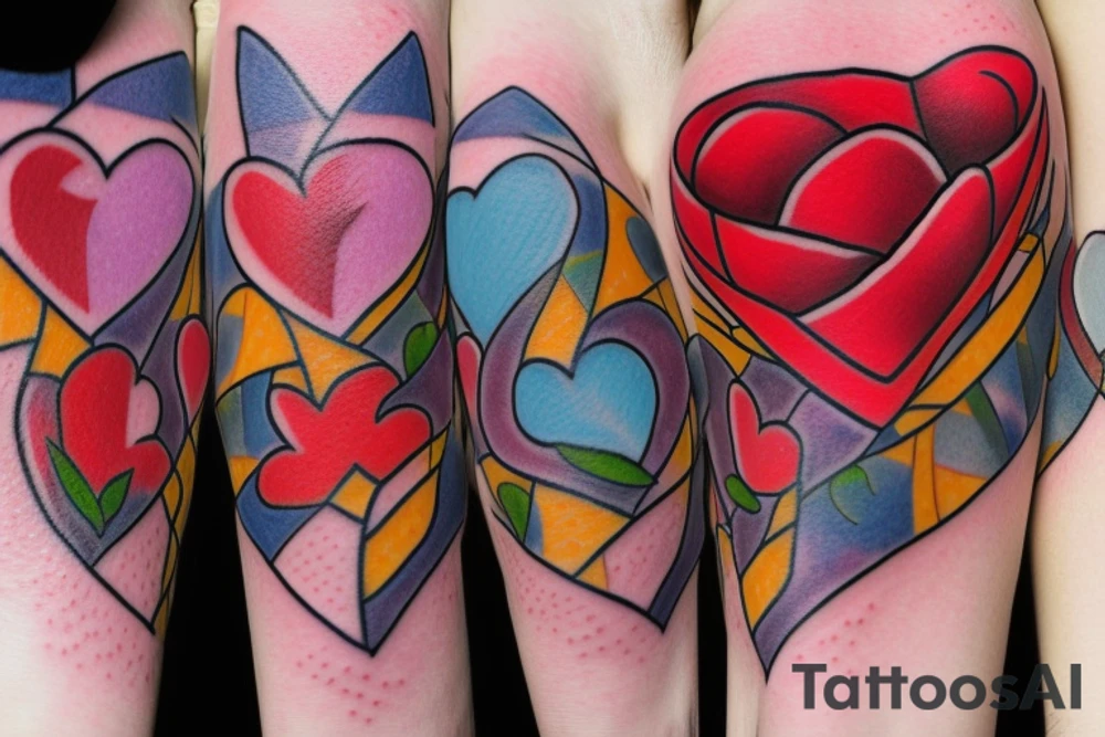 Colorful valentines theme tattoos including hug day,teddy day,propose day,etc tattoo idea