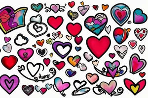 Colorful valentines theme tattoos including hug day,teddy day,propose day,etc tattoo idea