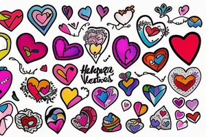 Colorful valentines theme tattoos including hug day,teddy day,propose day,etc tattoo idea