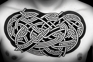 the world serpent encircling the collarbone from which Celtic roots come out tattoo idea