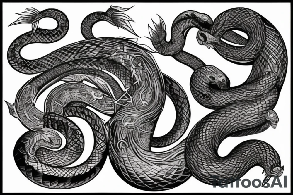 the world serpent encircling the collarbone tattoo idea