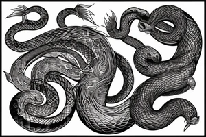 the world serpent encircling the collarbone tattoo idea