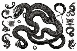 the world serpent encircling the collarbone and devouring itself tattoo idea