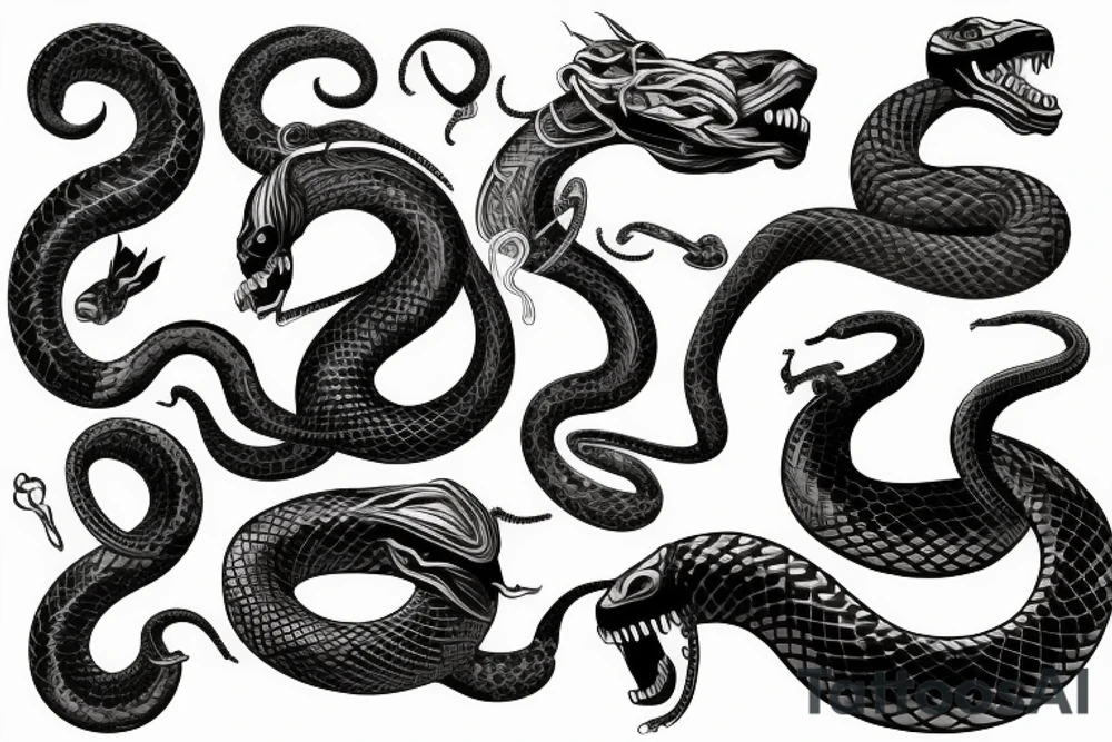 the world serpent encircling the collarbone and devouring itself tattoo idea