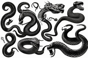 the world serpent encircling the collarbone and devouring itself tattoo idea