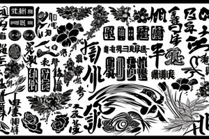 Word of "made by N.P 1985" with chinese line tattoo idea