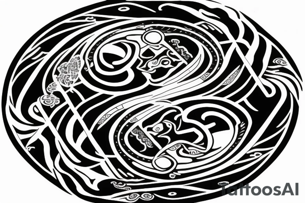 Libra with yin-yang on each side tattoo idea