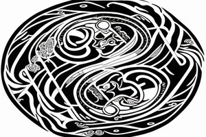 Libra with yin-yang on each side tattoo idea