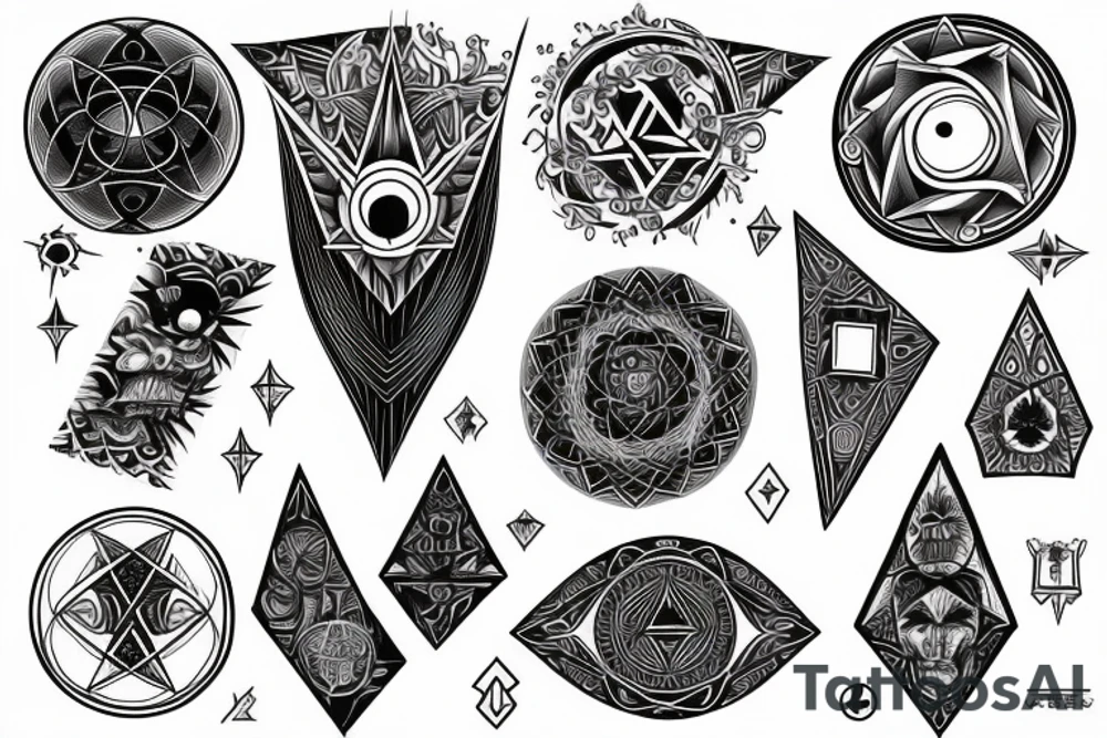 Abstract and geometrical occult themed tattoo tattoo idea