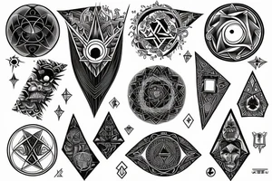 Abstract and geometrical occult themed tattoo tattoo idea