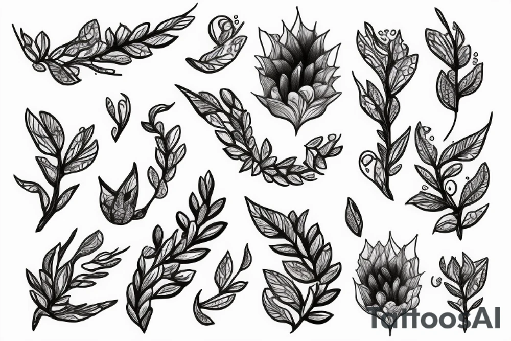 a branch dripping droplets of water tattoo idea