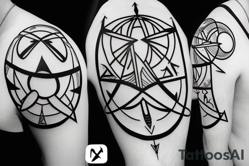 long arrow with triangles circles planets and additional arrows tattoo idea long arrow with triangles circles planets and additional arrows tattoo idea
