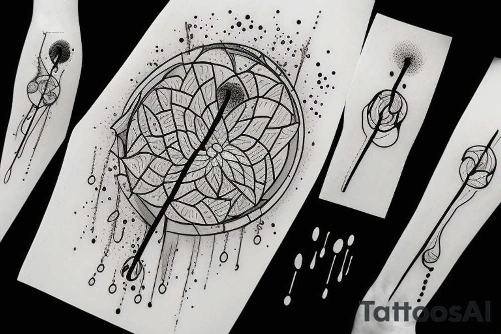a stick dripping droplets of water tattoo idea