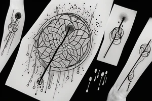 a stick dripping droplets of water tattoo idea