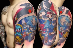 Cross between pop culture Nintendo PlayStation games. Include Pokémon, Zelda and God Of war tattoo idea