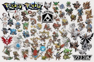 Mix Pokémon, Legend of Zelda and God of War tattoo idea