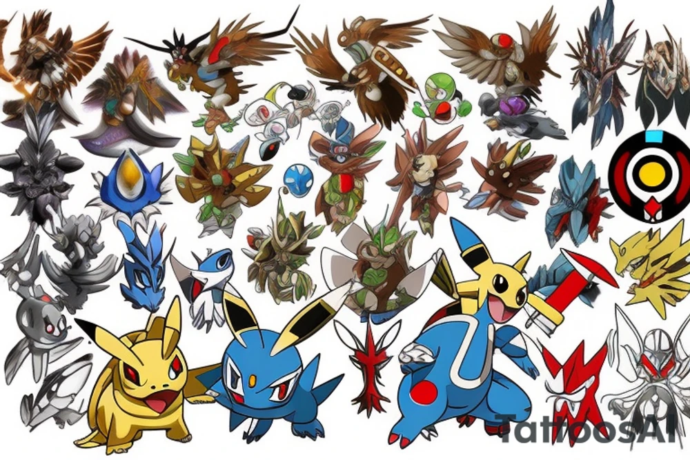 Mix Pokémon, Legend of Zelda and God of War tattoo idea