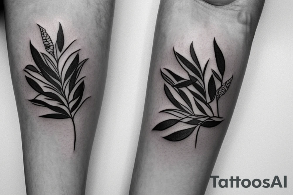 Circle around the arm made of Olive branch and ear of corn tattoo idea