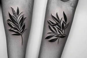 Circle around the arm made of Olive branch and ear of corn tattoo idea