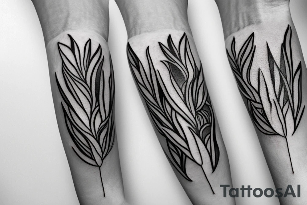 Circle around the arm made of Olive branch and ear of corn tattoo idea