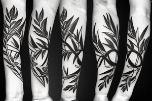 Circle around the arm made of Olive branch and ear of corn tattoo idea