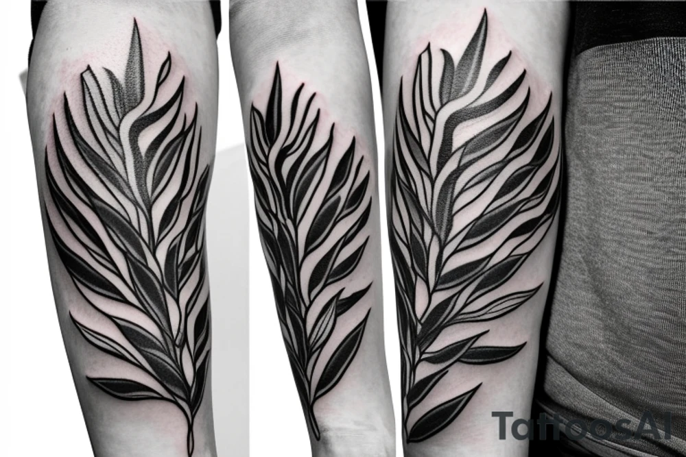 Circle around the arm made of Olive branch and ear of corn tattoo idea