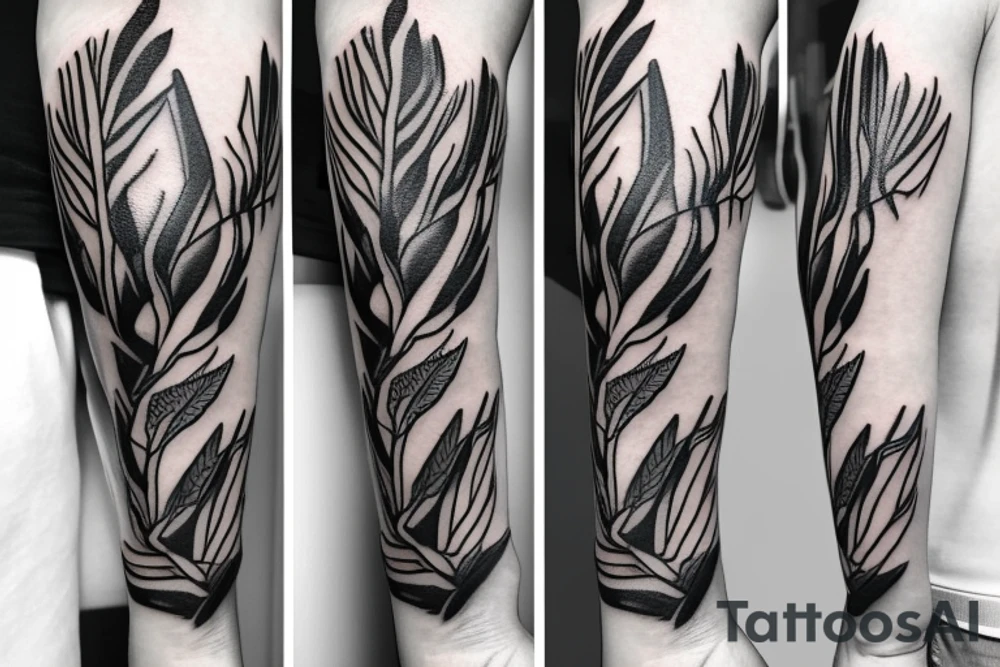 bracelet around the upper arm made of Olive branch and ear of corn tattoo idea