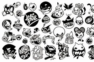 Three cartoon friends tattoo idea