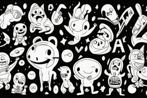 Three cartoon friends tattoo idea