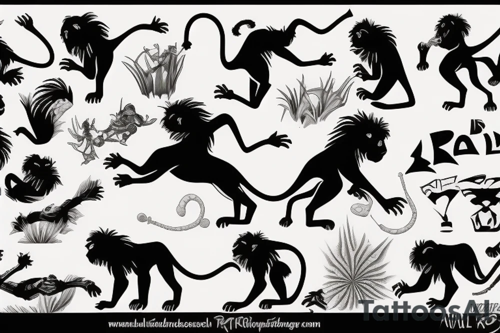 the lion king, Rafa monkey , sand time, music, beach,travel tattoo idea the lion king, Rafa monkey , sand time, music, beach,travel tattoo idea