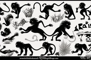 the lion king, Rafa monkey , sand time, music, beach,travel tattoo idea