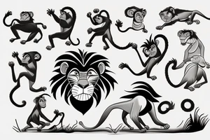 the lion king, Rafa monkey , sand time, music, beach,travel tattoo idea