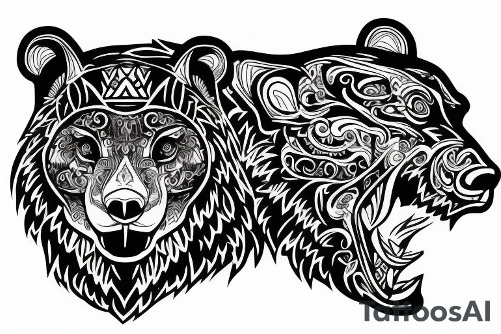 roaring bear tattoo idea