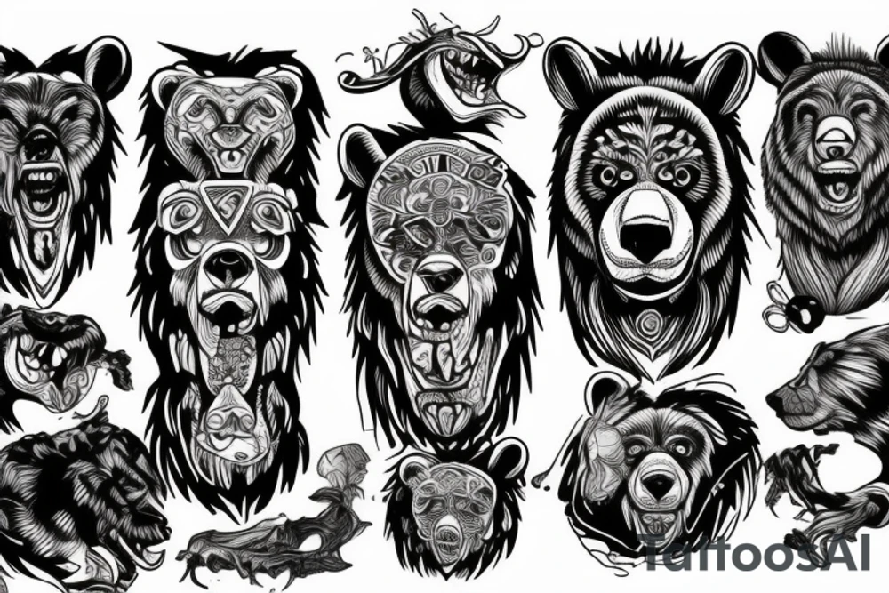 roaring bear tattoo idea