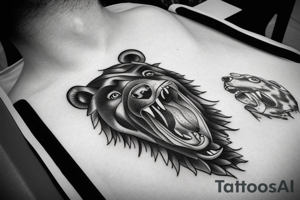 roaring bear tattoo idea