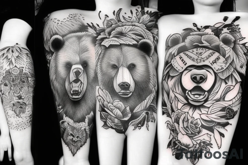 roaring bear tattoo idea