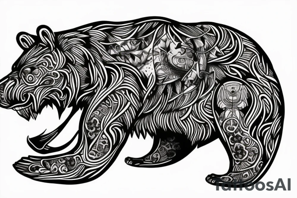 roaring bear tattoo idea