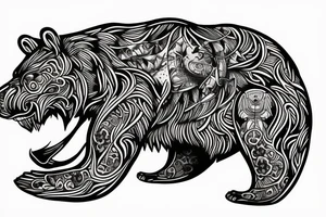 roaring bear tattoo idea