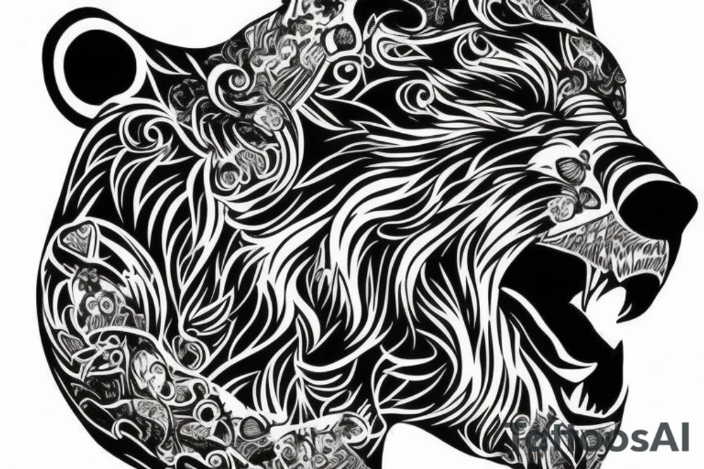 roaring bear tattoo idea
