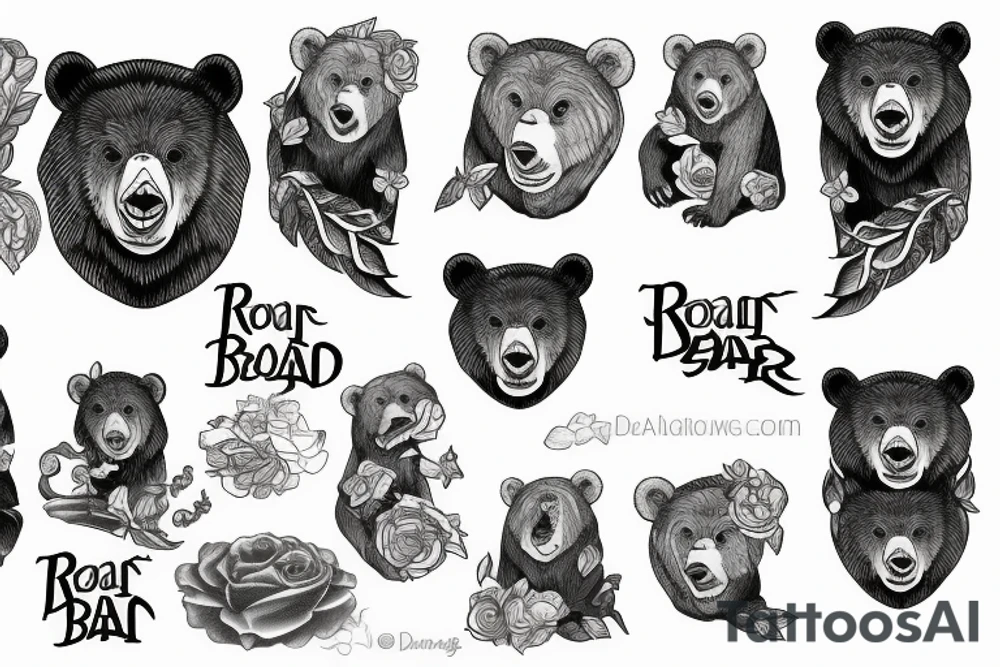 roaring bear tattoo idea