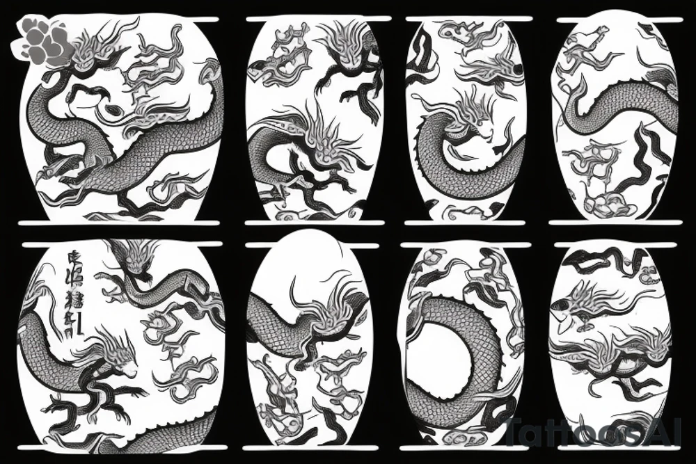 蛋炒饭, dragon or pig eating egg fried rice with chopsticks tattoo idea