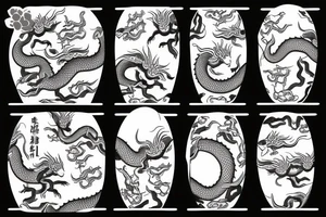 蛋炒饭, dragon or pig eating egg fried rice with chopsticks tattoo idea